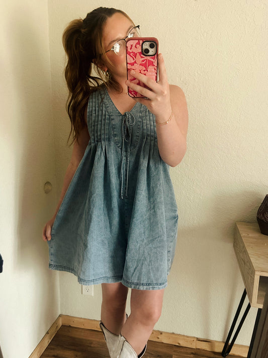 Light Blue Denim Romper